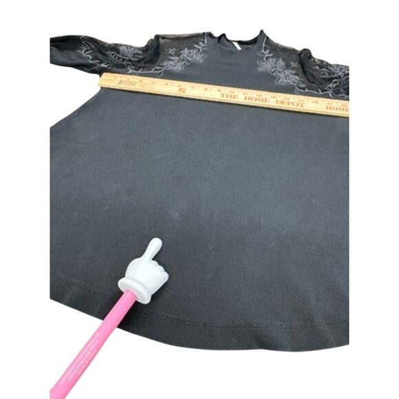 "FREE PEOPLE" Blk Lace Shoulder SZ S Floral Whimsigoth, Dark Romance, Vampire - Picture 7 of 12